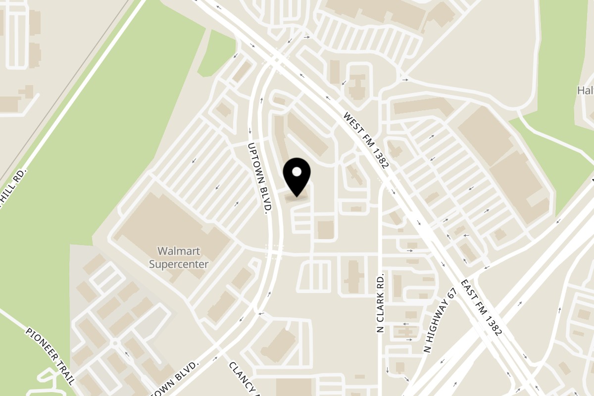 Map showing the location of Dat Bayou Spot on 638 Uptown Blvd in Cedar Hill